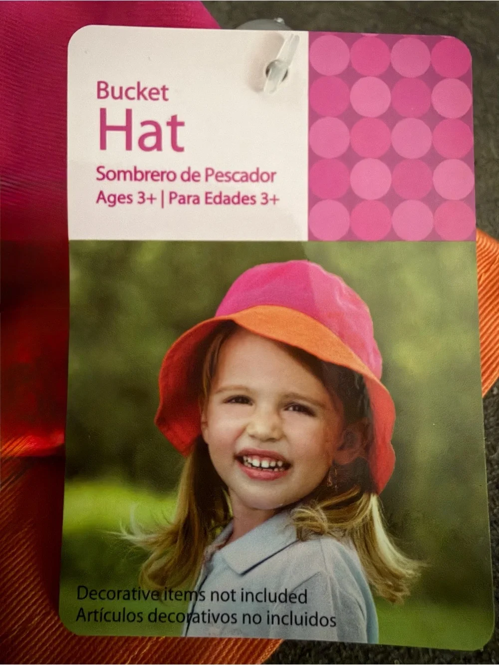 Kids Two-Tone Pink and Orange Bucket Hat